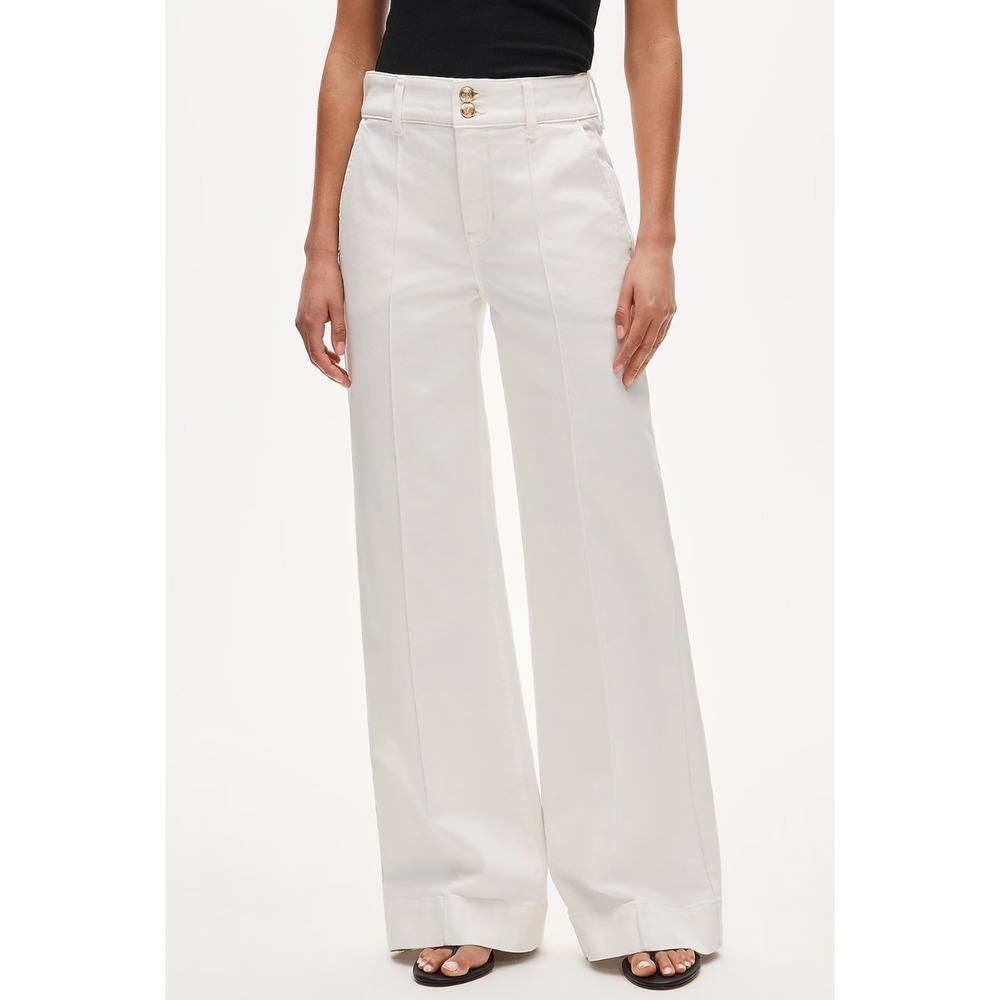 J.Crew | NWT Petite Denim Trouser Jean Stacked Buttons White | Sz P31